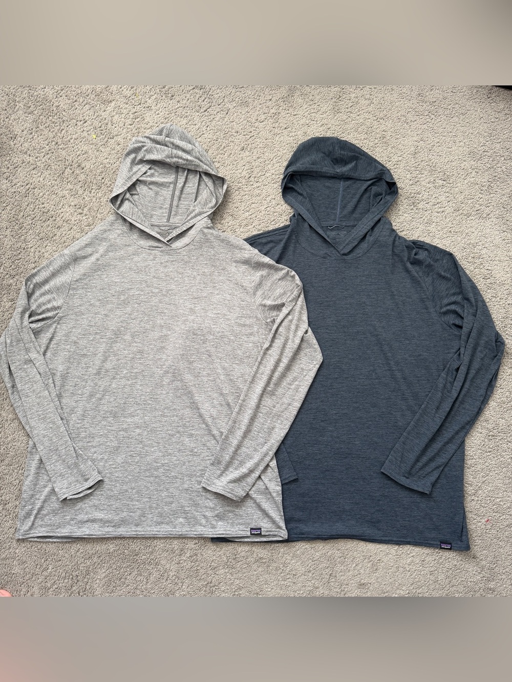 Patagonia Capilene Cool Daily Hoody 2 Pack Mens XL Light Gray & Blue Sun Shirt